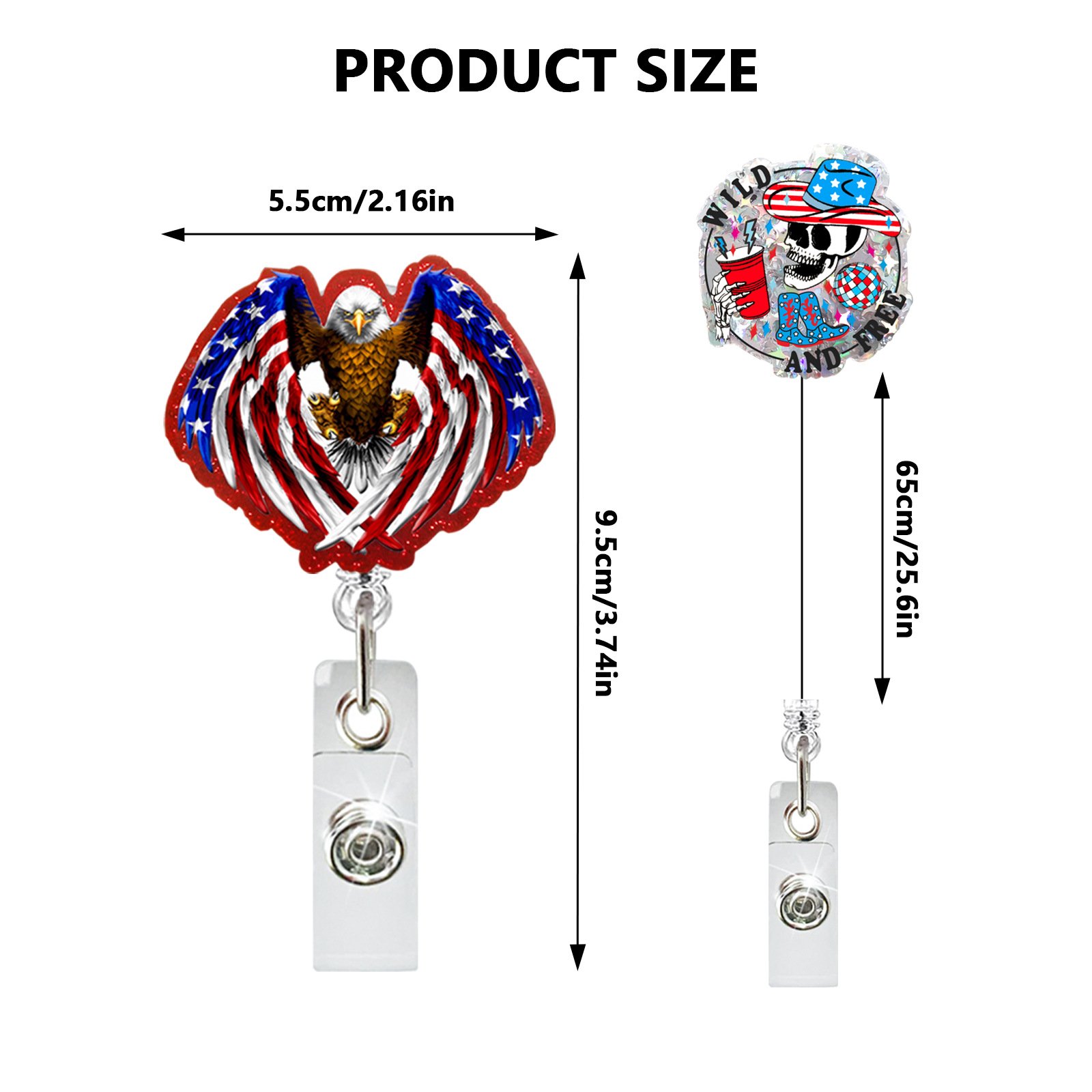 Wholesale Independence Day Patriotism Badge Reel Factory Manufacturer Plastic Acrylic Glitter Badge Holder Clips Nurse Gifts
