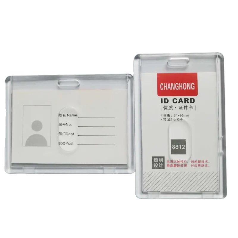ID Card Badge Holder Heavy Duty Plastic Name Tag ID Card Holder for Business Card Offices Horizontal