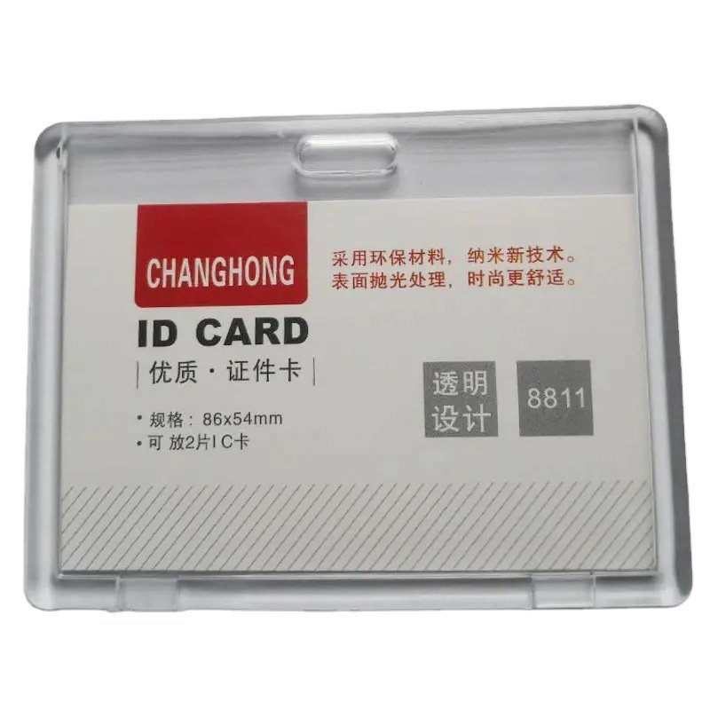 ID Card Badge Holder Heavy Duty Plastic Name Tag ID Card Holder for Business Card Offices Horizontal