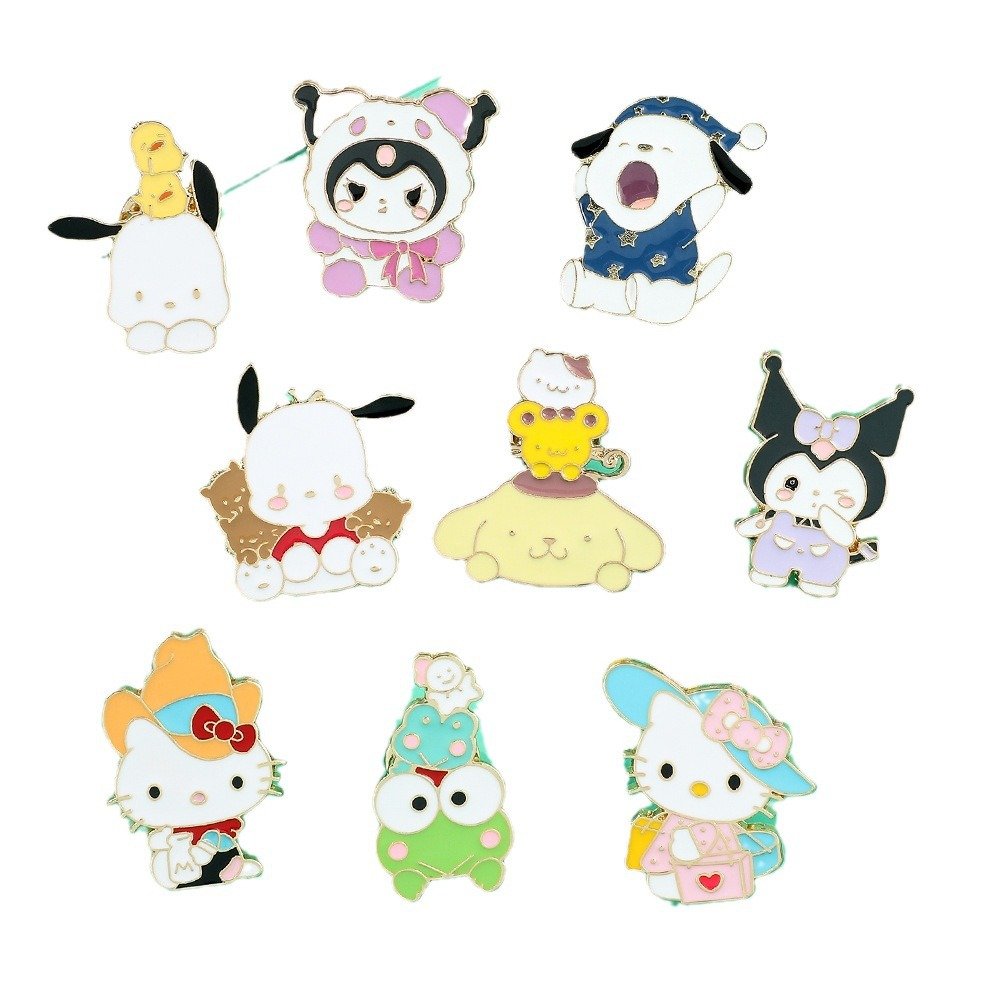 Crtoon anime cat kitty Brooch Japanese simple metal badge bag pin pen bag jewelry sanrioed accessories wholesale metal clip