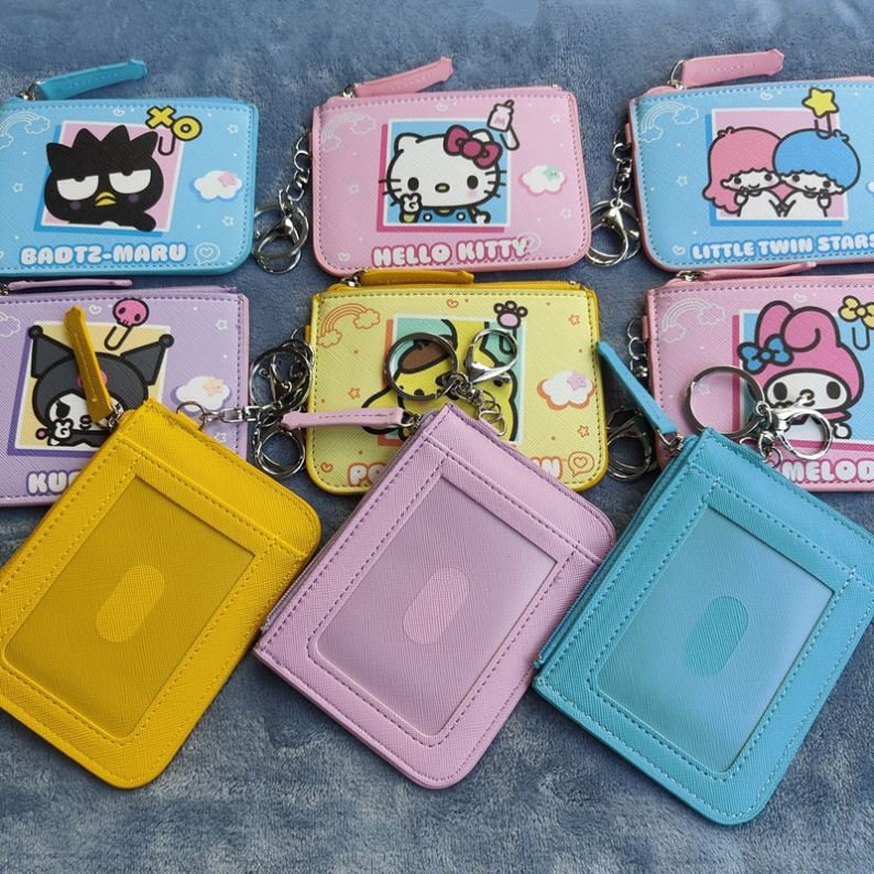 Wholesale Sanrio Cute Melody Kuromi PU Bulk Key id Badge Holder Keychain Girls Coin Purse Key Chain