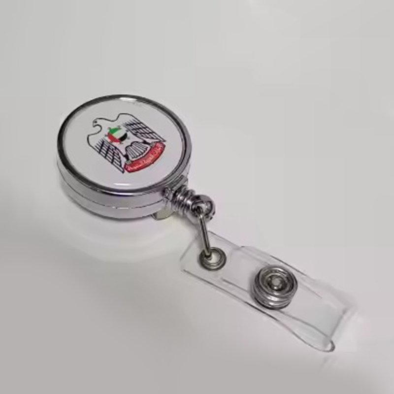 in Stock Medical Series Telescopic Alligator Clip Badge Reel Plastic round Metal Key Chain for Doctors Nurses Rotating Design