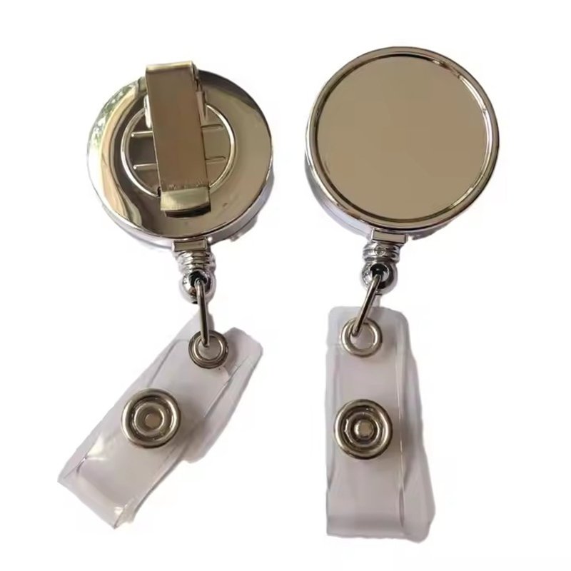 in Stock Medical Series Telescopic Alligator Clip Badge Reel Plastic round Metal Key Chain for Doctors Nurses Rotating Design