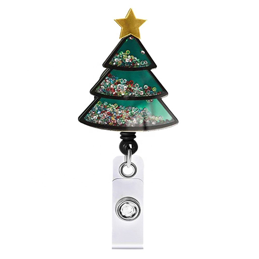 New Glitter Nurse Badge Reel Medical Nurse Shaker Badge Holder Pill Ribbon Pumpkin Christmas tree for Office School Student