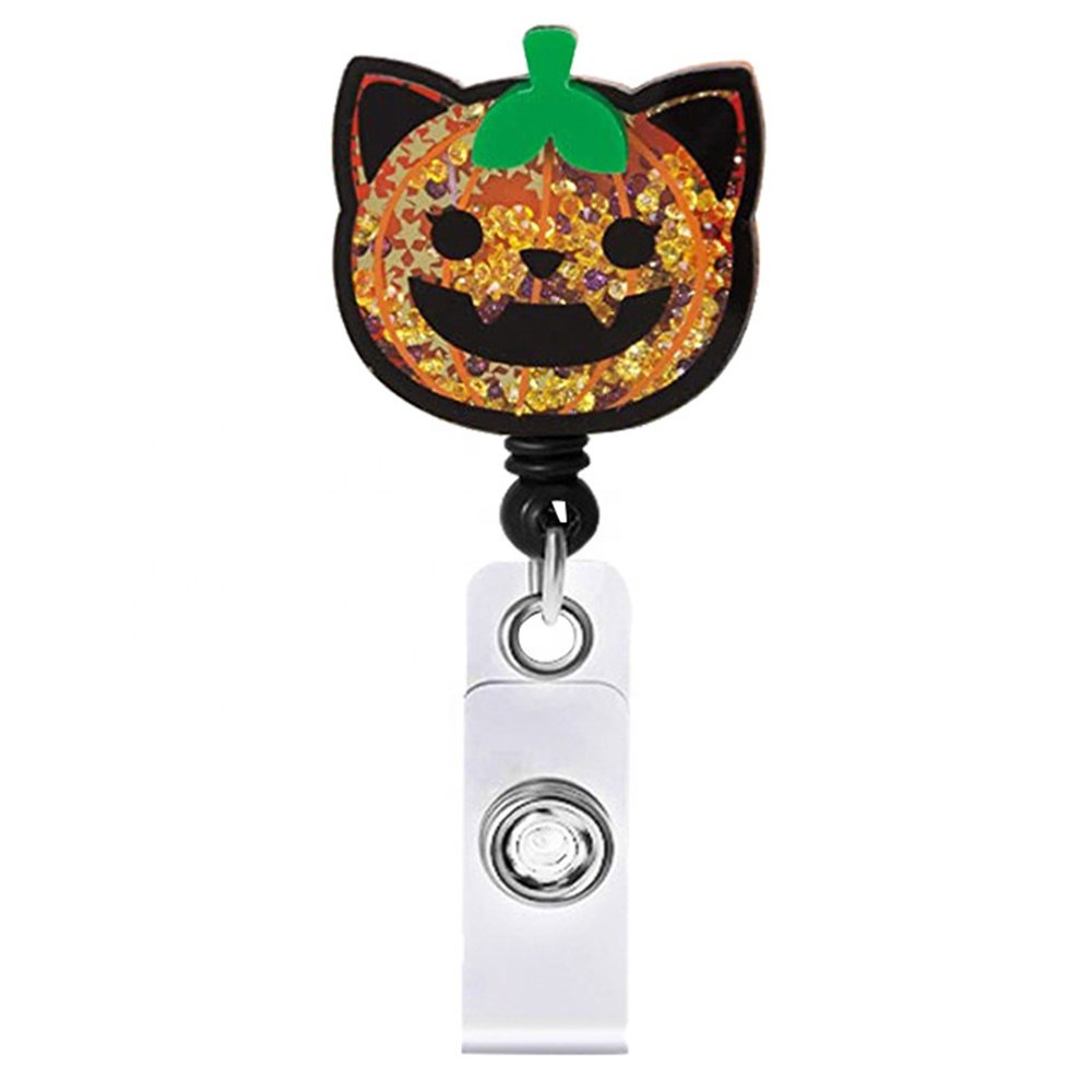 New Glitter Nurse Badge Reel Medical Nurse Shaker Badge Holder Pill Ribbon Pumpkin Christmas tree for Office School Student