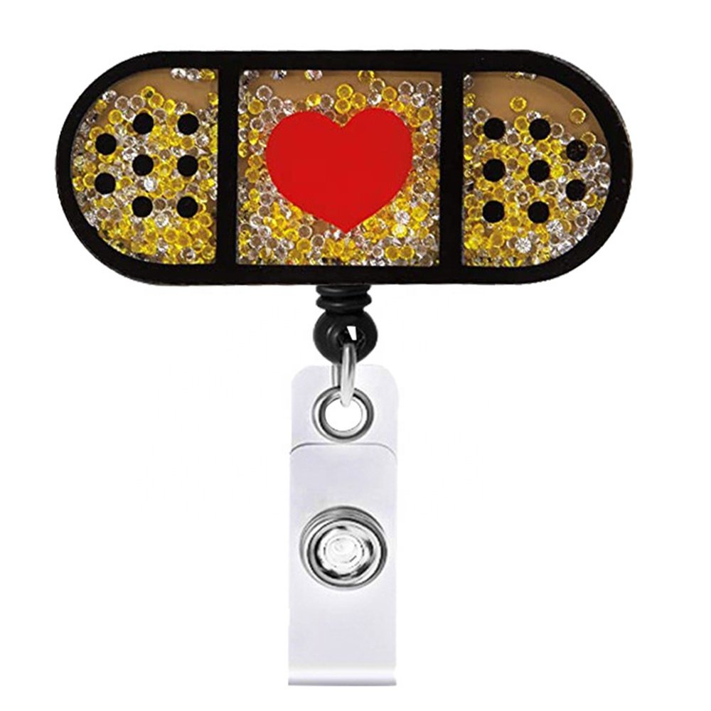 New Glitter Nurse Badge Reel Medical Nurse Shaker Badge Holder Pill Ribbon Pumpkin Christmas tree for Office School Student