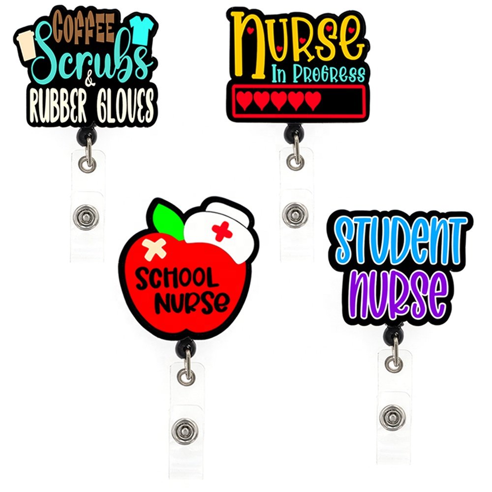 Wholesale Nurse Accessories Medical Series Student Nurse School Nurse Acrylic Plastic Badge Reel Scrub Life Badge Holder
