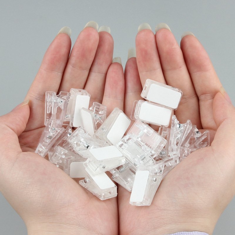 Plastic Transparent clamps Small Sticky Clip Clear Wall Self-Adhesive Clips acrylic paper clip photo picture