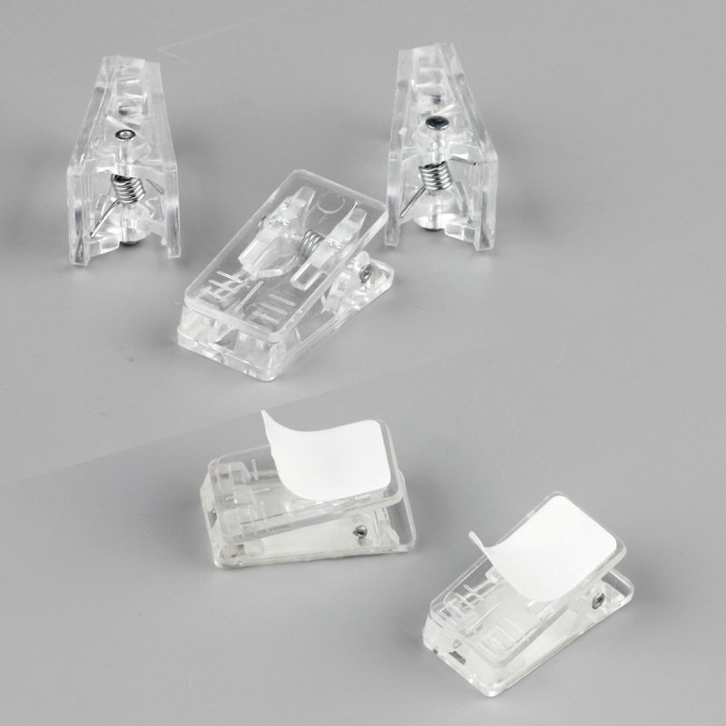 Plastic Transparent clamps Small Sticky Clip Clear Wall Self-Adhesive Clips acrylic paper clip photo picture