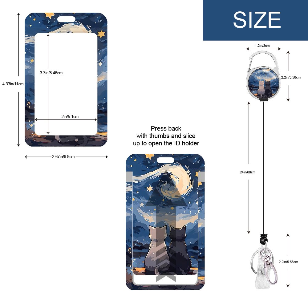 Funny Stars and cat UV ID badge holders with retractable reel badge holder with retractable heavy badge reel