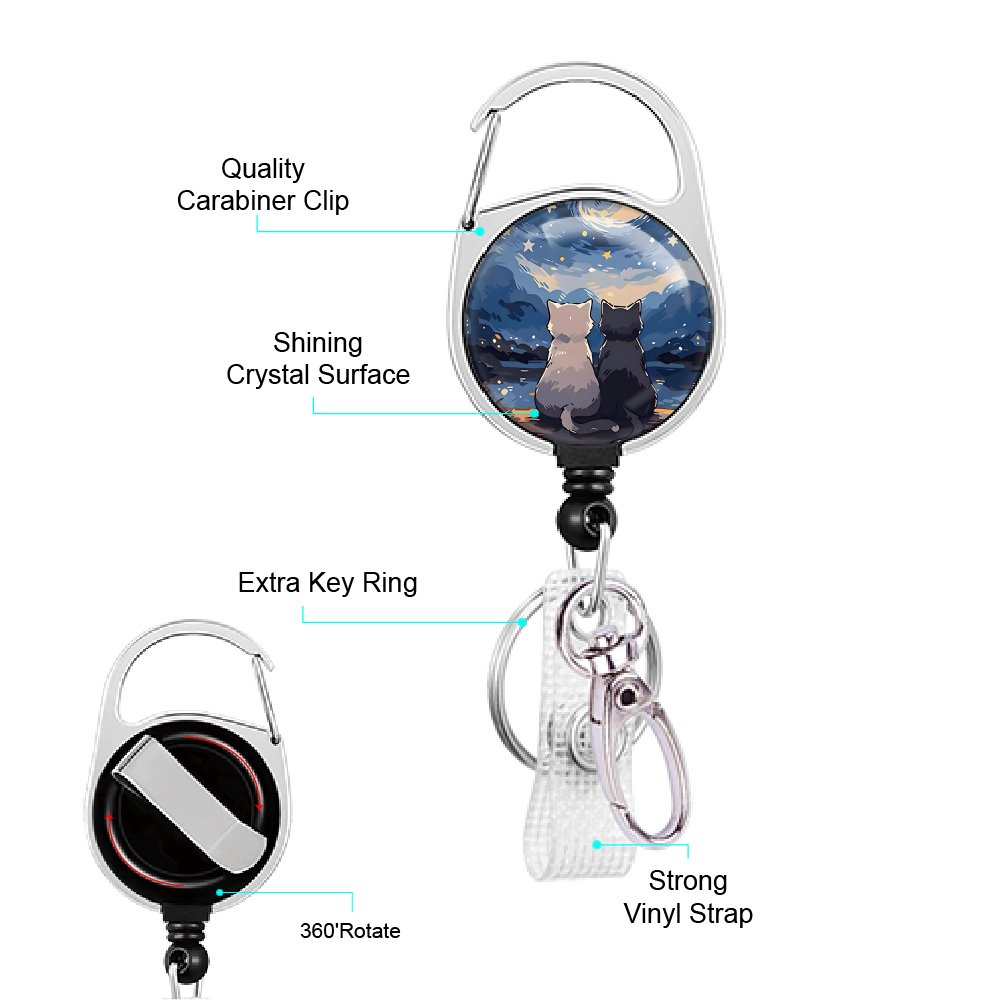 Funny Stars and cat UV ID badge holders with retractable reel badge holder with retractable heavy badge reel