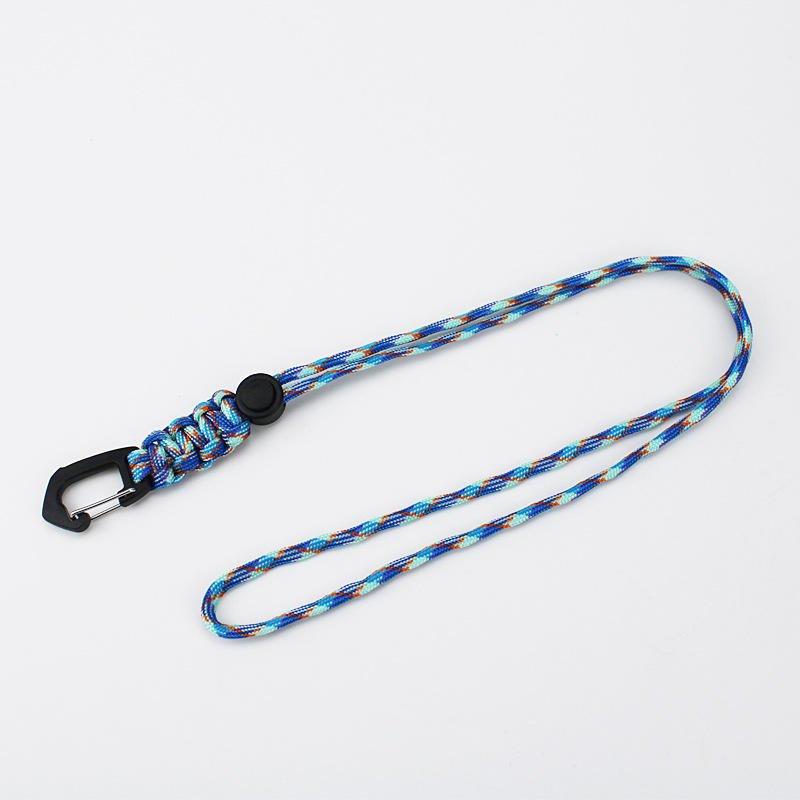 Wholesale Heavy Duty Outdoor 4mm Braided Paracord Neck Strap Rope Parachute Necklace Woven Braided Carabiner Lanyards