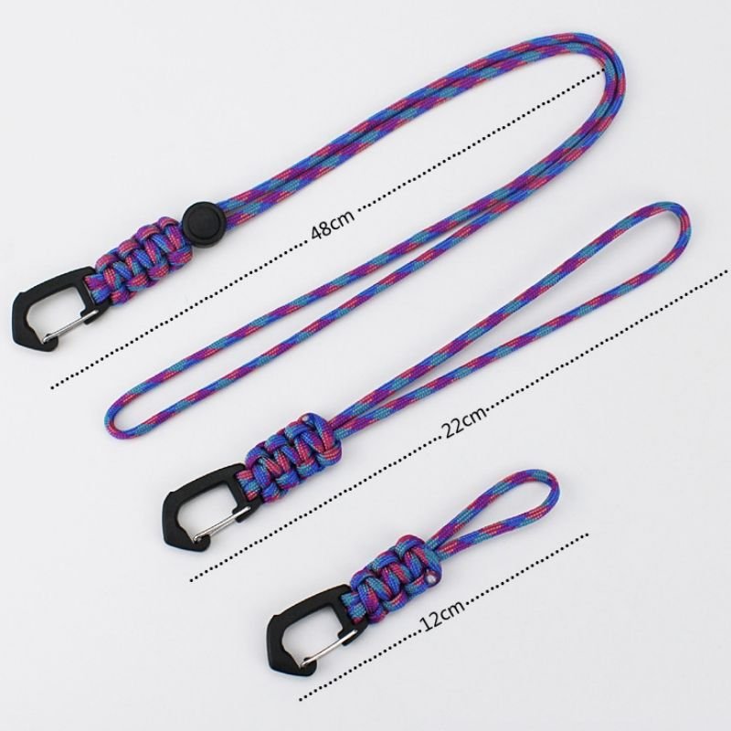 Wholesale Heavy Duty Outdoor 4mm Braided Paracord Neck Strap Rope Parachute Necklace Woven Braided Carabiner Lanyards