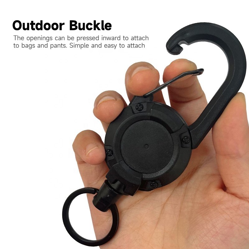Custom Heavy Duty Retractable Badge Holder Reel Black White Nylon Wire Retractable Badge Reel