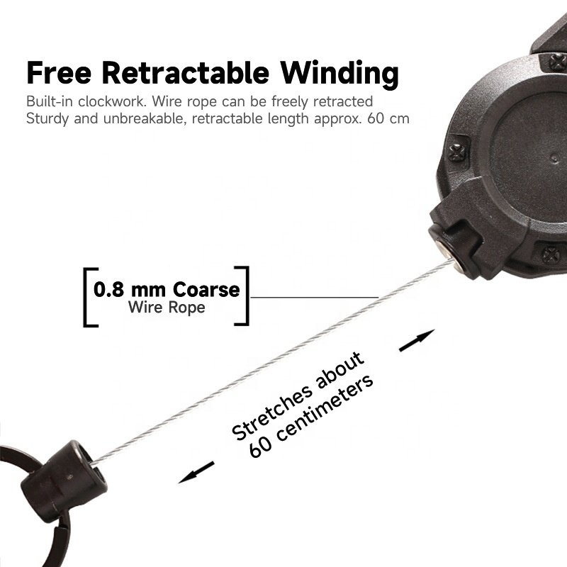 Custom Heavy Duty Retractable Badge Holder Reel Black White Nylon Wire Retractable Badge Reel