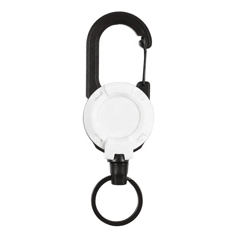Custom Heavy Duty Retractable Badge Holder Reel Black White Nylon Wire Retractable Badge Reel