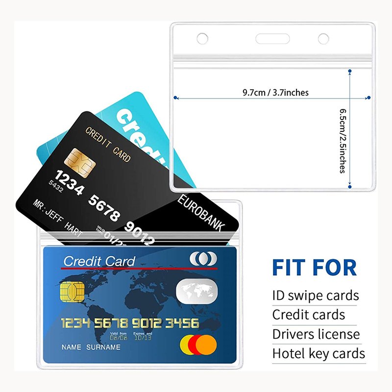 Custom Top Quality Waterproof Resealable Zip Clear Pvc Plastic Bank ID Cards Nurse Name Id Card Working Work Card Badge Holder