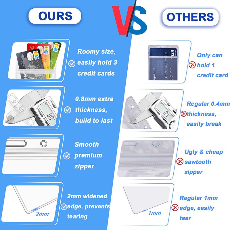 Custom Top Quality Waterproof Resealable Zip Clear Pvc Plastic Bank ID Cards Nurse Name Id Card Working Work Card Badge Holder
