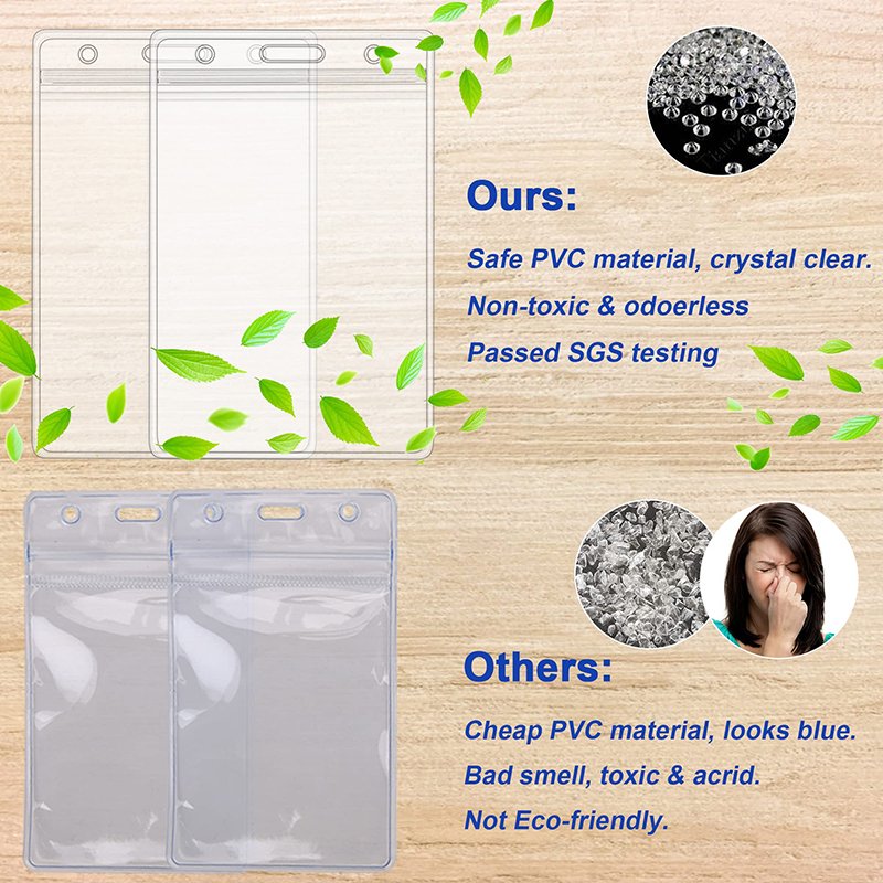Custom Top Quality Waterproof Resealable Zip Clear Pvc Plastic Bank ID Cards Nurse Name Id Card Working Work Card Badge Holder