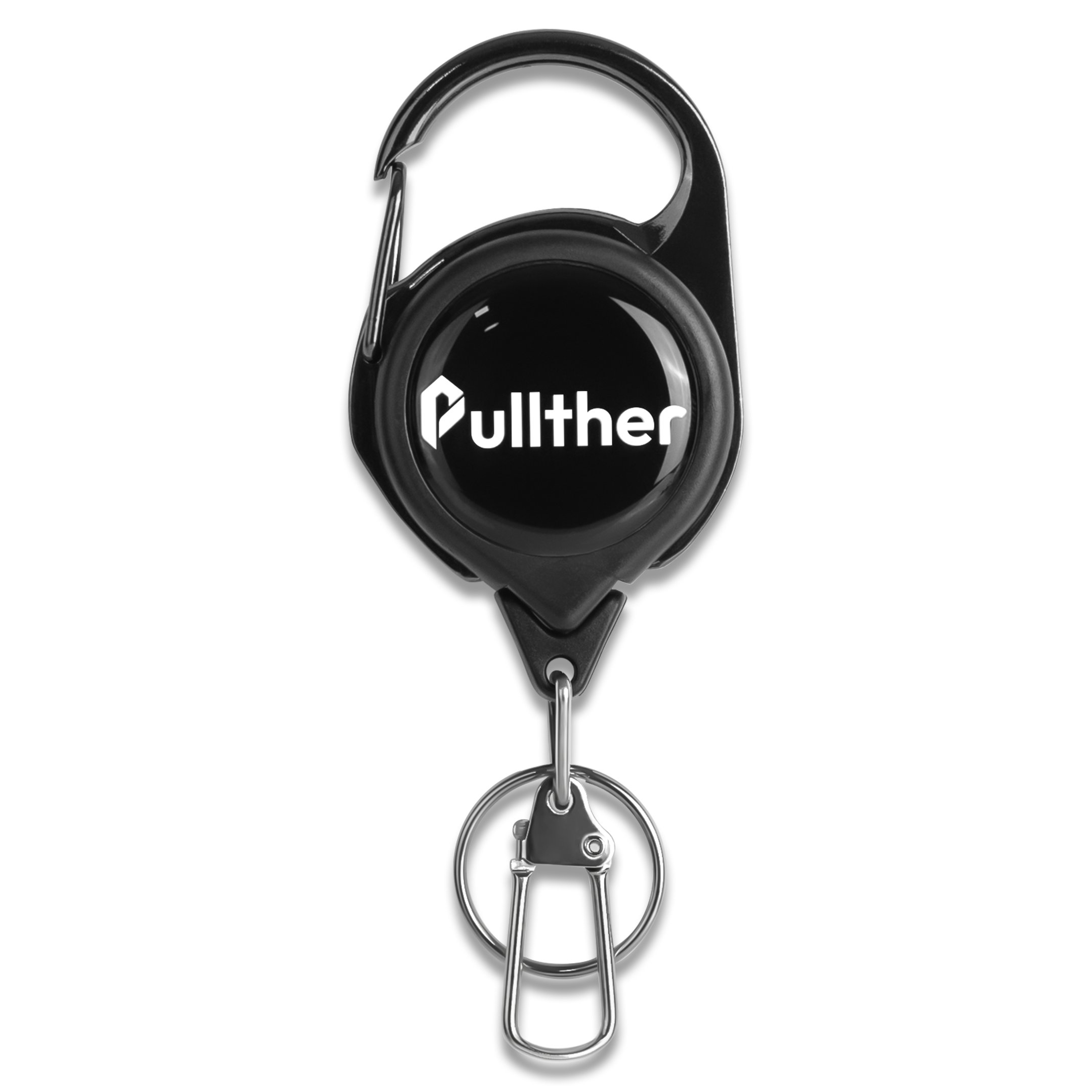Heavy Duty Cheap ID Retractable Pull Badge Reel Holder With Lanyard Metal ID Badge Reel with Clip & Key Ring