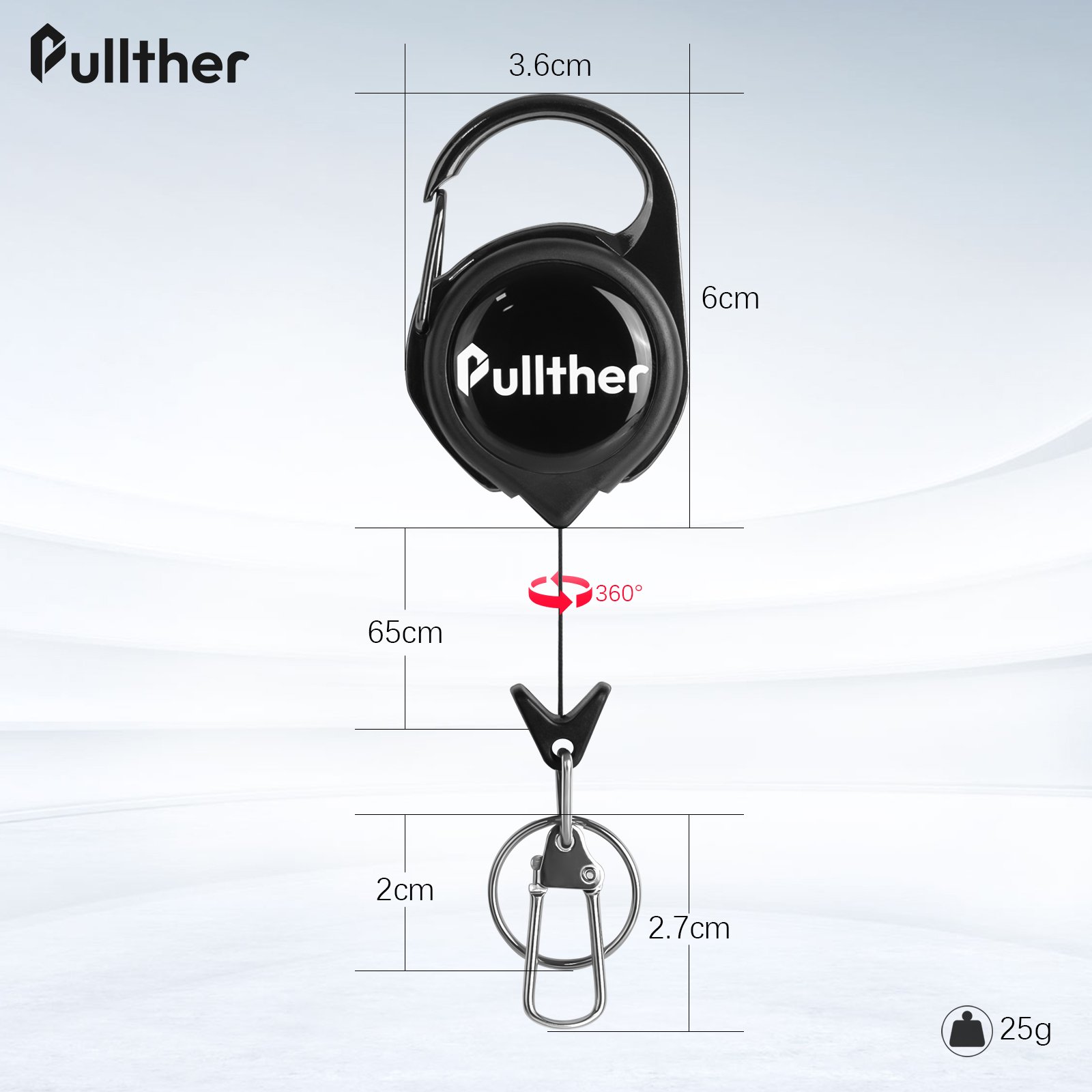 Heavy Duty Cheap ID Retractable Pull Badge Reel Holder With Lanyard Metal ID Badge Reel with Clip & Key Ring