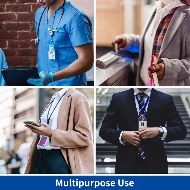 Vertical ID Badge Holders, 10 Pack, Clear Plastic Work Card Sleeve, Name Tag Holder Cover with Waterproof Resealable Zip