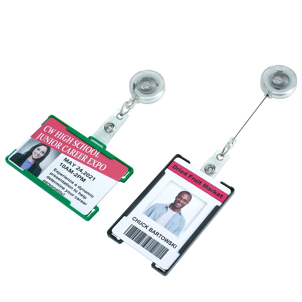 Bestom 1840-301X Hard Plastic Card Sleeve Rotatable ID Badge Holder Horizontal&Vertical Dual-Use Nurse Accessory Multi-Color
