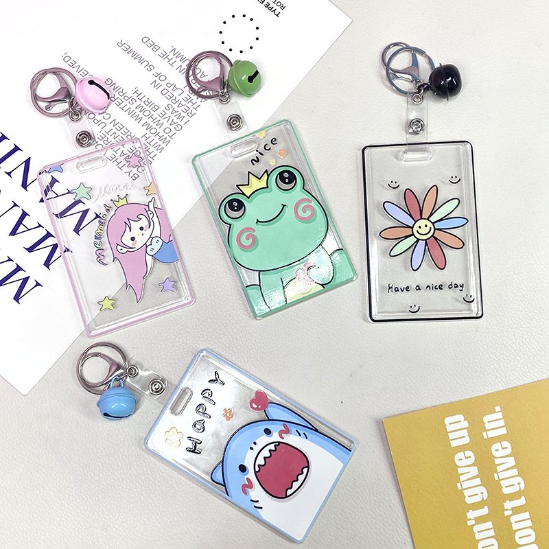 Acrylic transparent card holder student ins girl heart meal card protector simple bus card ID case can be customized