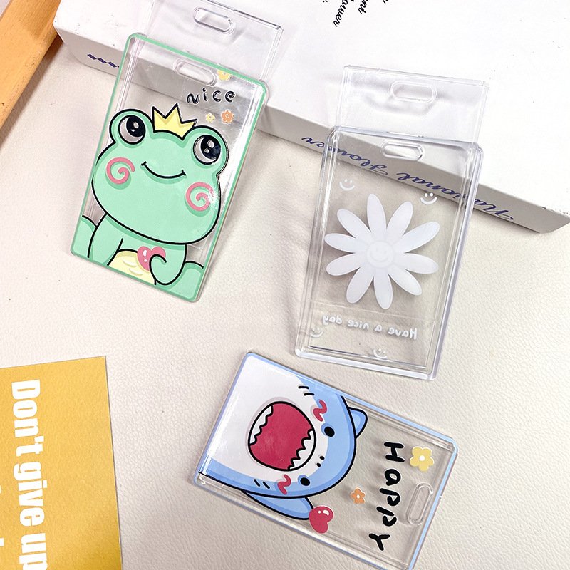 Acrylic transparent card holder student ins girl heart meal card protector simple bus card ID case can be customized