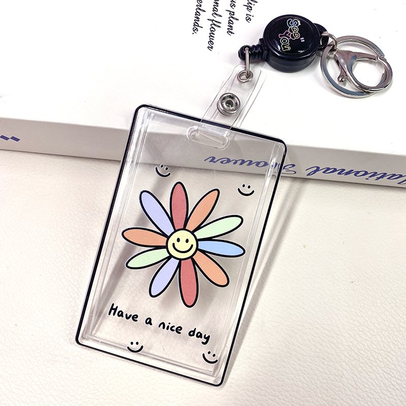 Acrylic transparent card holder student ins girl heart meal card protector simple bus card ID case can be customized