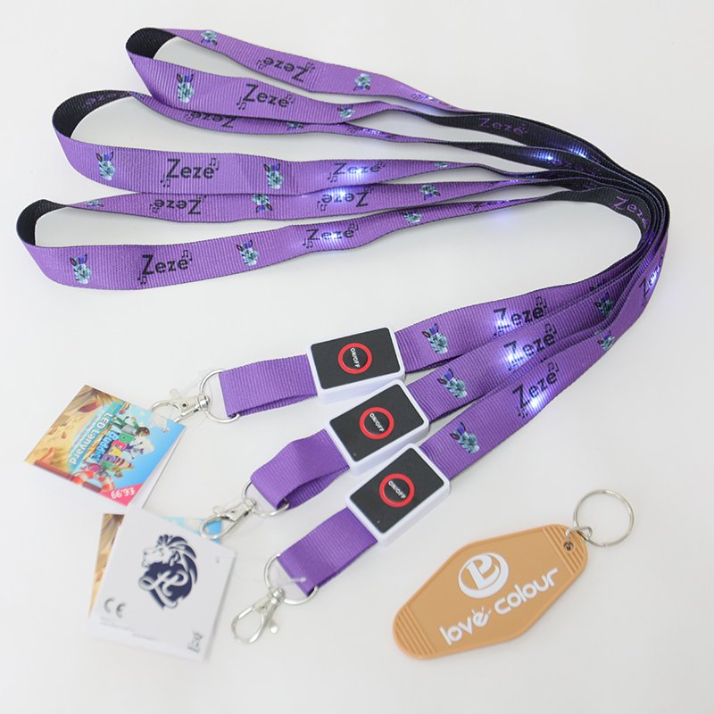 pink led neck lanyard with custom logo