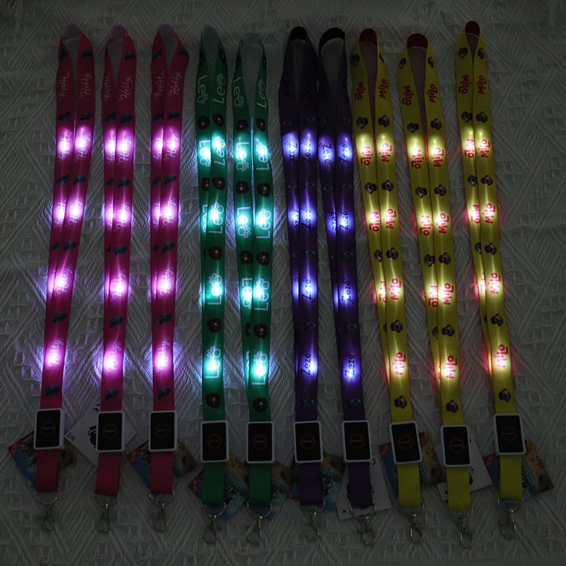 pink led neck lanyard with custom logo