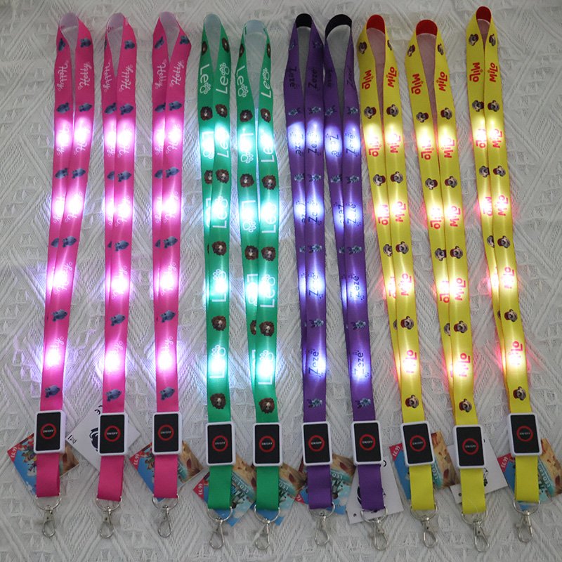 pink led neck lanyard with custom logo
