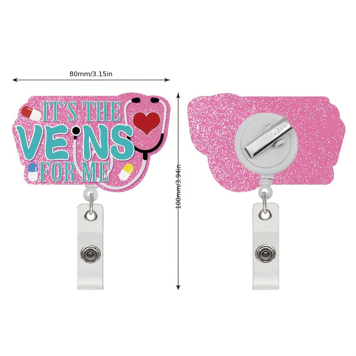 Funny Bling Blood Phlebotomist Nurse Badge Reel Badge Clips Cute Phlebotomist Nursing ID Badge Holder