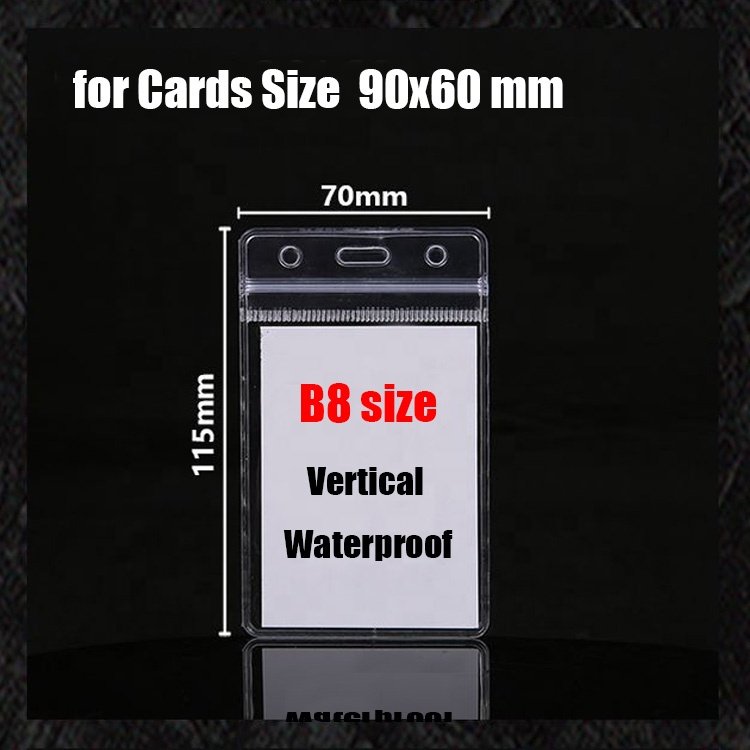 Custom Clear soft PVC card holder id name tags badge holder vertical