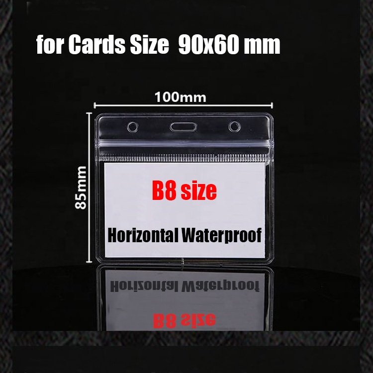 Custom Clear soft PVC card holder id name tags badge holder vertical
