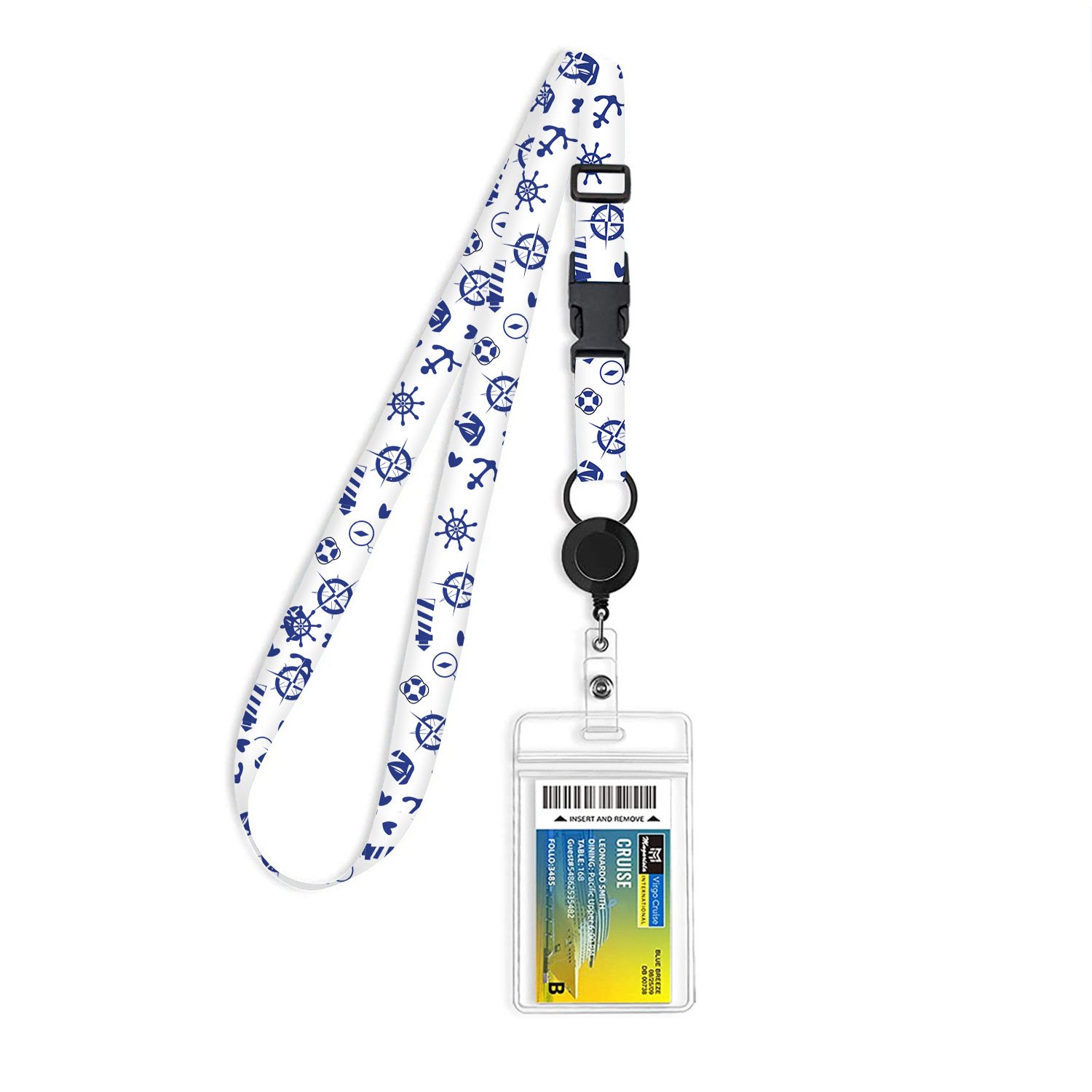 Lanyard Black Retractable Badge Reel with Badge Reel Clip for id Card Badges Holders Vertical Punched Zipper Waterproof