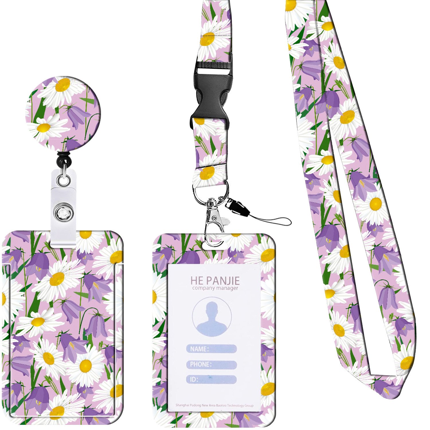 Lanyard Black Retractable Badge Reel with Badge Reel Clip for id Card Badges Holders Vertical Punched Zipper Waterproof