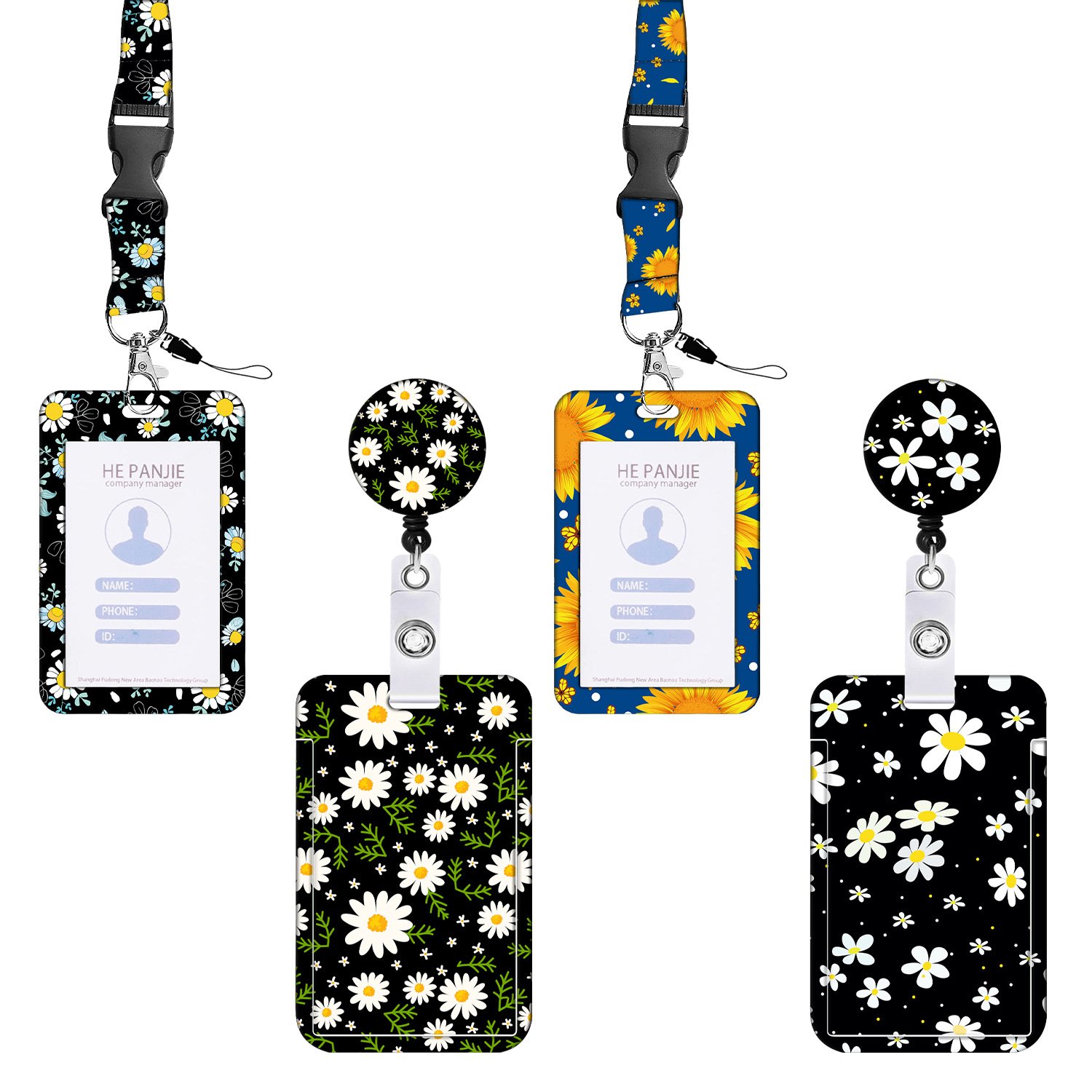 Lanyard Black Retractable Badge Reel with Badge Reel Clip for id Card Badges Holders Vertical Punched Zipper Waterproof