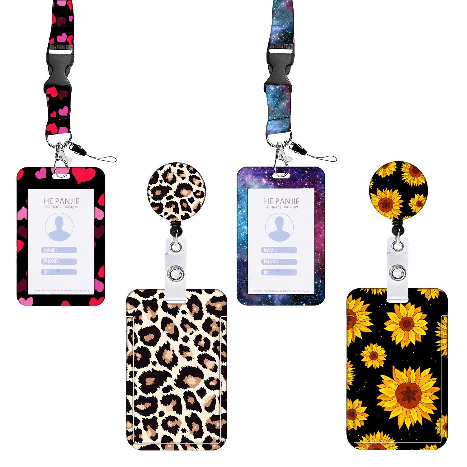 Lanyard Black Retractable Badge Reel with Badge Reel Clip for id Card Badges Holders Vertical Punched Zipper Waterproof