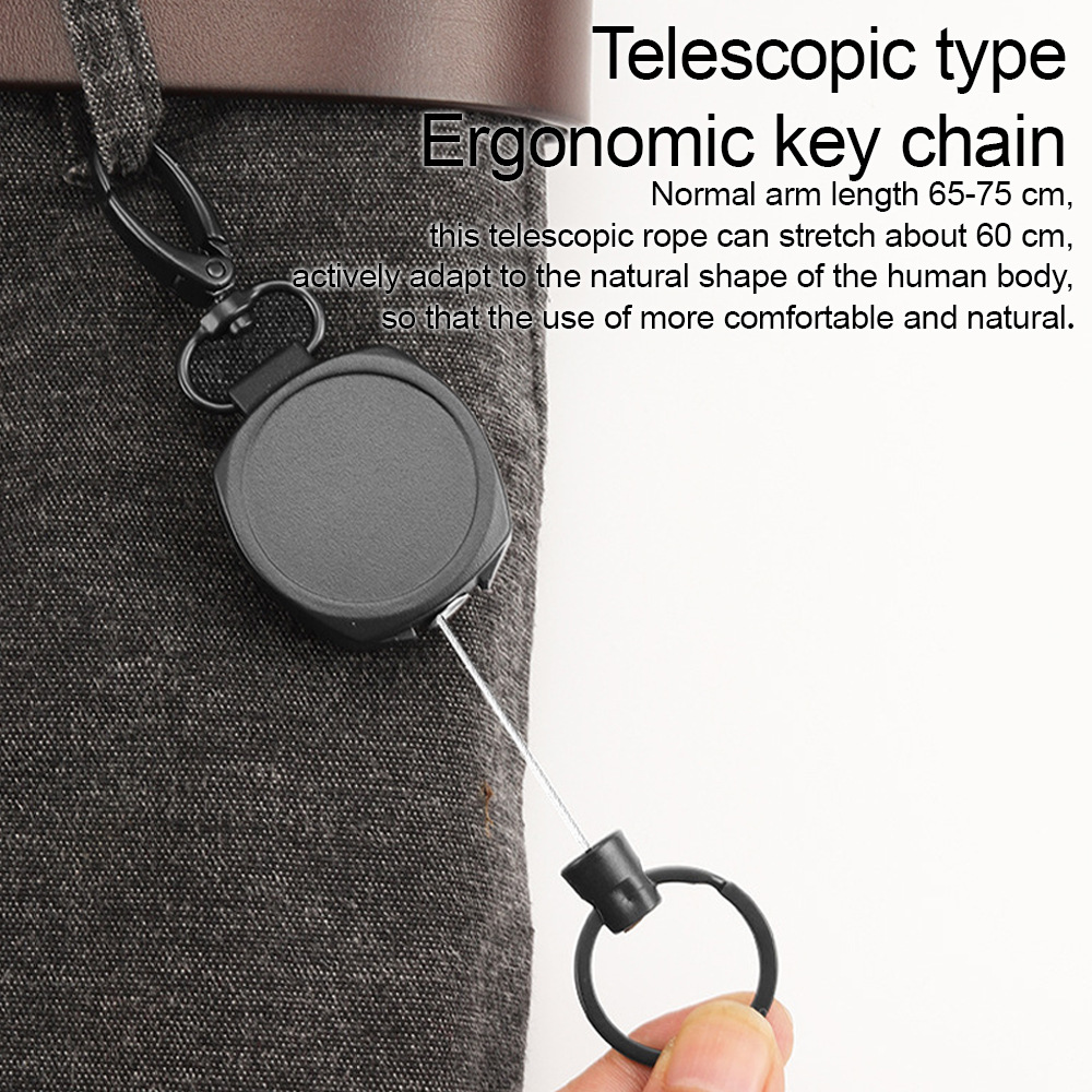 Pullther Outdoor 60cm Telescopic Badge Scroll Custom Logo Keychain Holder ID Badge Holder with Lanyard