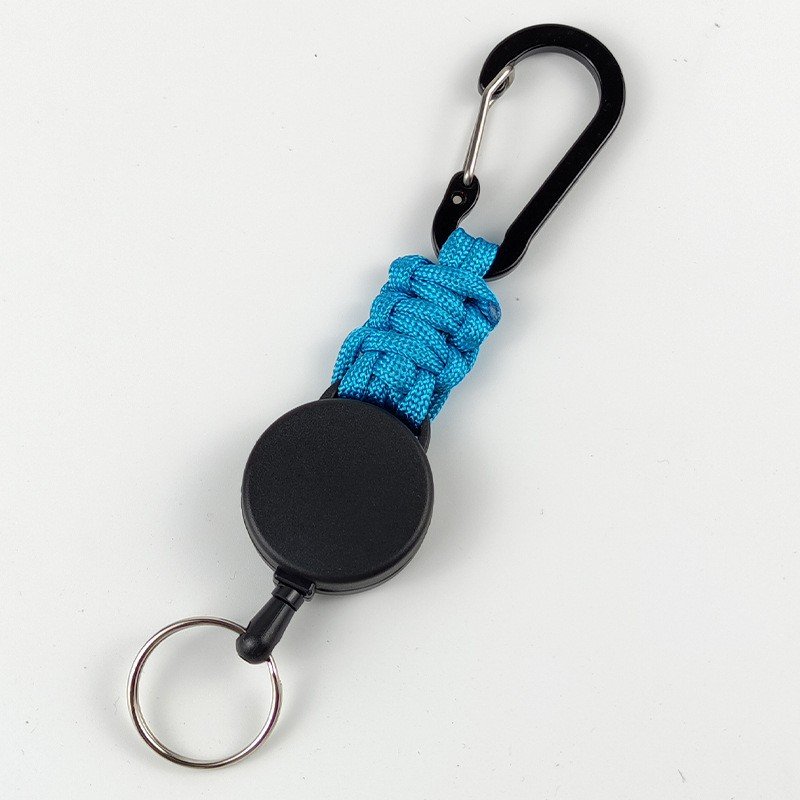 Retractable Keychain Heavy Duty Paracord Retractable Badge Holder Reel Durable Retractable Keychain Key Holder Carabiner