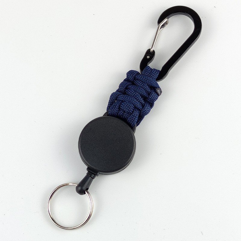 Retractable Keychain Heavy Duty Paracord Retractable Badge Holder Reel Durable Retractable Keychain Key Holder Carabiner