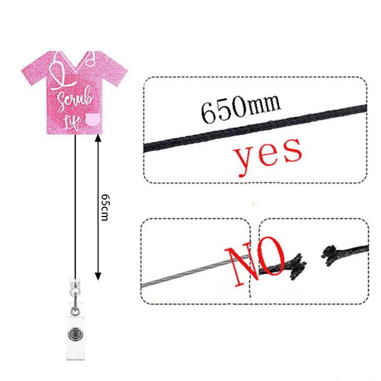 Nurse Accessories Red heart Acrylic Pink Scrub Life Uterus Syringe Badge Reel Nurse Day Ambulance Badge Holder with Glitter