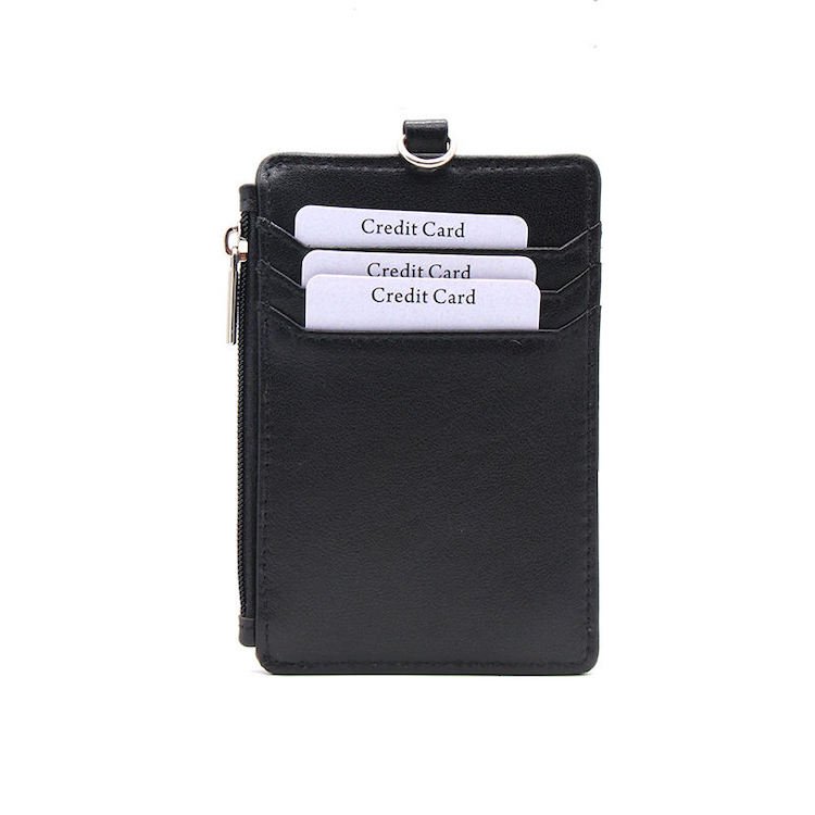 Wholesale Custom Logo High Quality Work Name Badge PU Leather Lanyard With ID Card Badge Holder