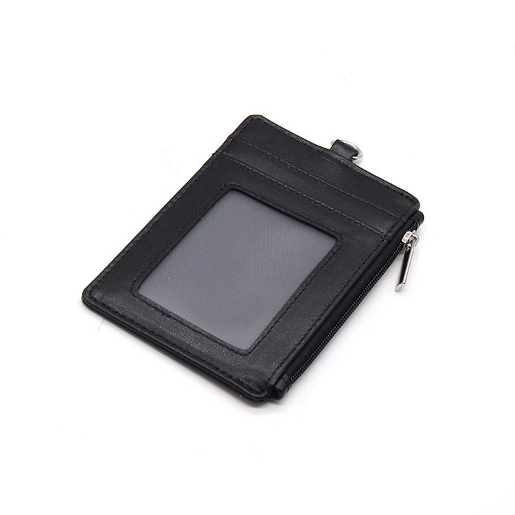Wholesale Custom Logo High Quality Work Name Badge PU Leather Lanyard With ID Card Badge Holder
