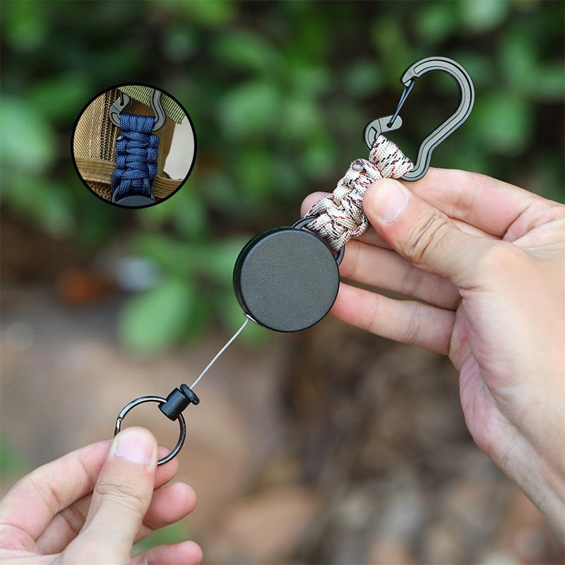 Best-Selling Seven-Core Retractable Keychain for Outdoor Activities Braided Reel key ring 4mm Diameter Badge Holder