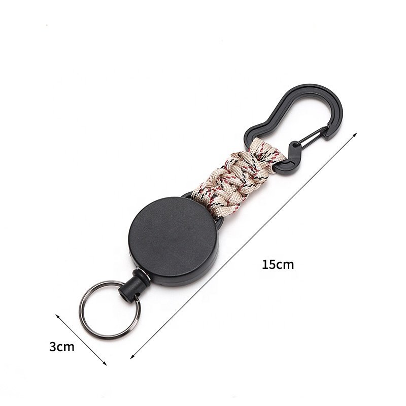 Best-Selling Seven-Core Retractable Keychain for Outdoor Activities Braided Reel key ring 4mm Diameter Badge Holder