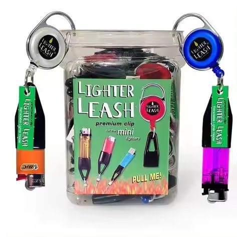 Free Sample Top Selling ABS Retractable Lighter Leash Keychain Lighter Badge Holder Clip Lighter Leash Holder