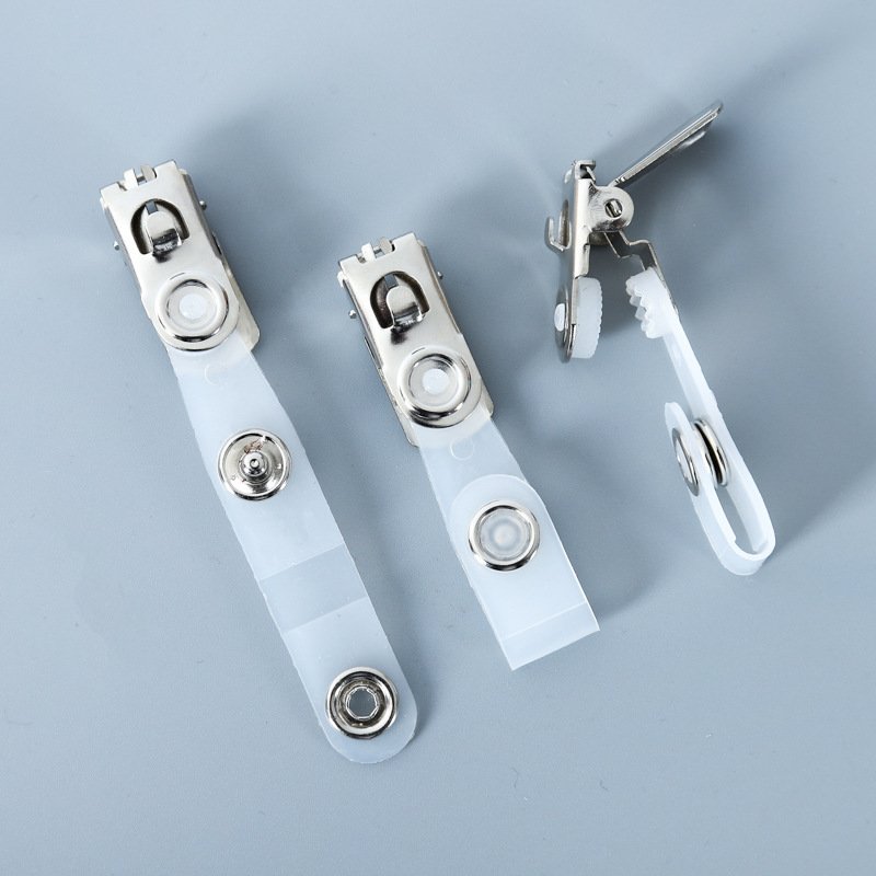 Badge Holders Name Tags Work Badges Premium Metal Badge Clips with Clear PVC Straps for ID Cards